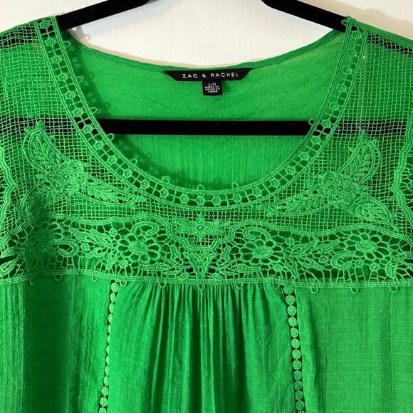 Zac & Rachel L flowy green boho romantic lace detail top fairy core - Picture 2 of 11
